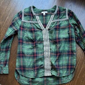 J. Crew Green and Red Plaid Blouse